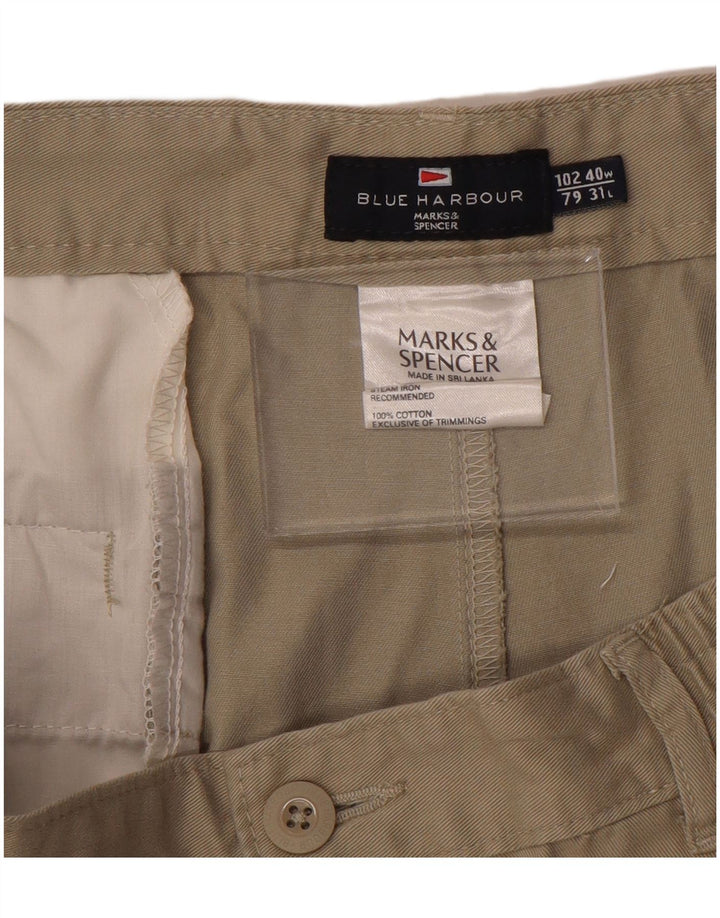 MARKS & SPENCER Mens Blue Harbour Pegged Chino Trousers W40 L31 Brown