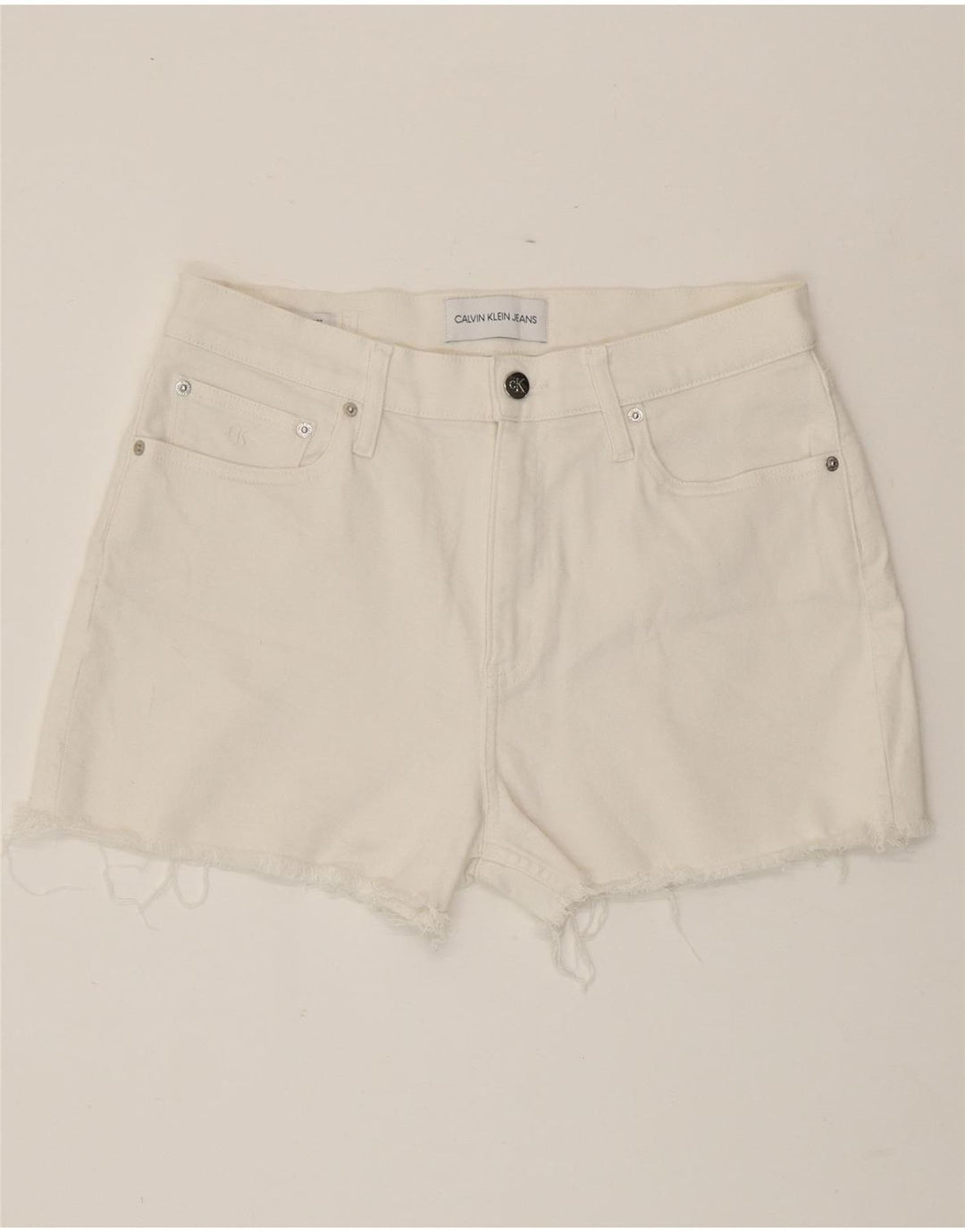 CALVIN KLEIN Womens Denim Shorts W30 Medium White Cotton