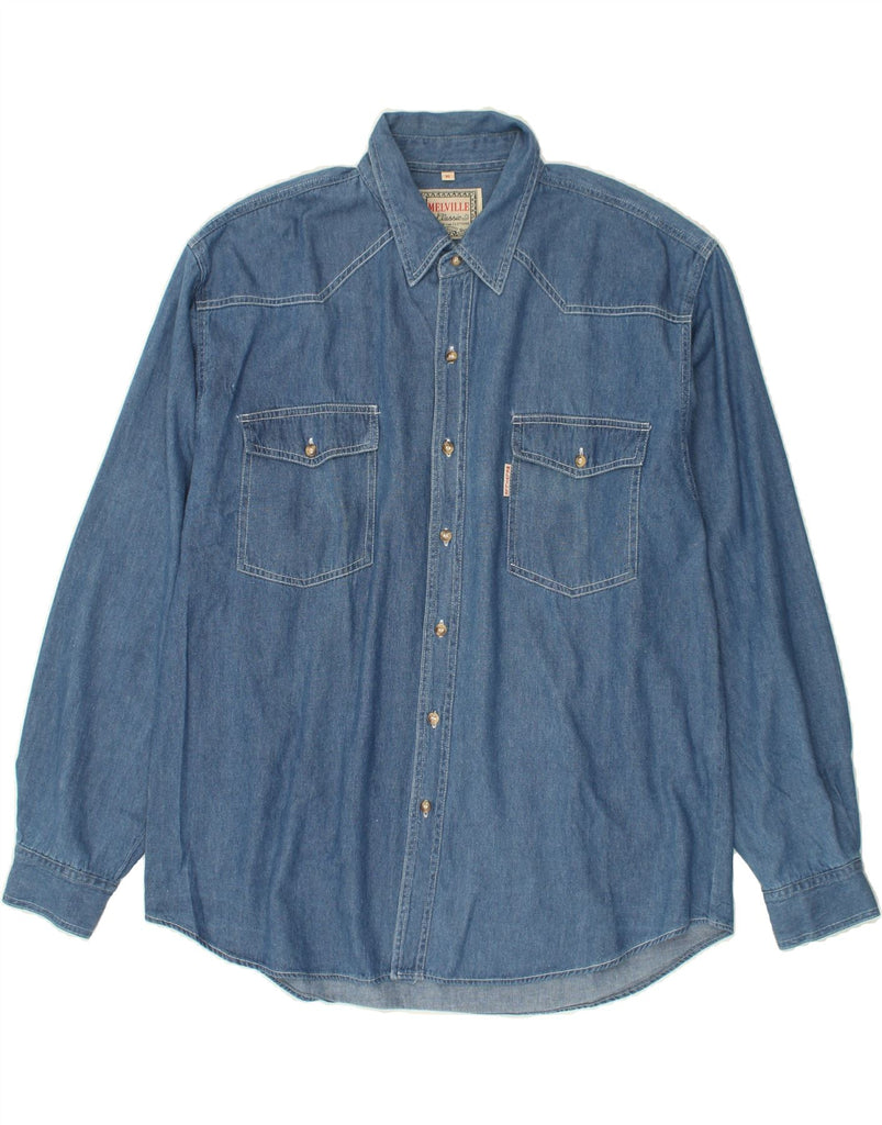 VINTAGE Mens Denim Shirt XL Blue Cotton | Vintage Vintage | Thrift | Second-Hand Vintage | Used Clothing | Messina Hembry 