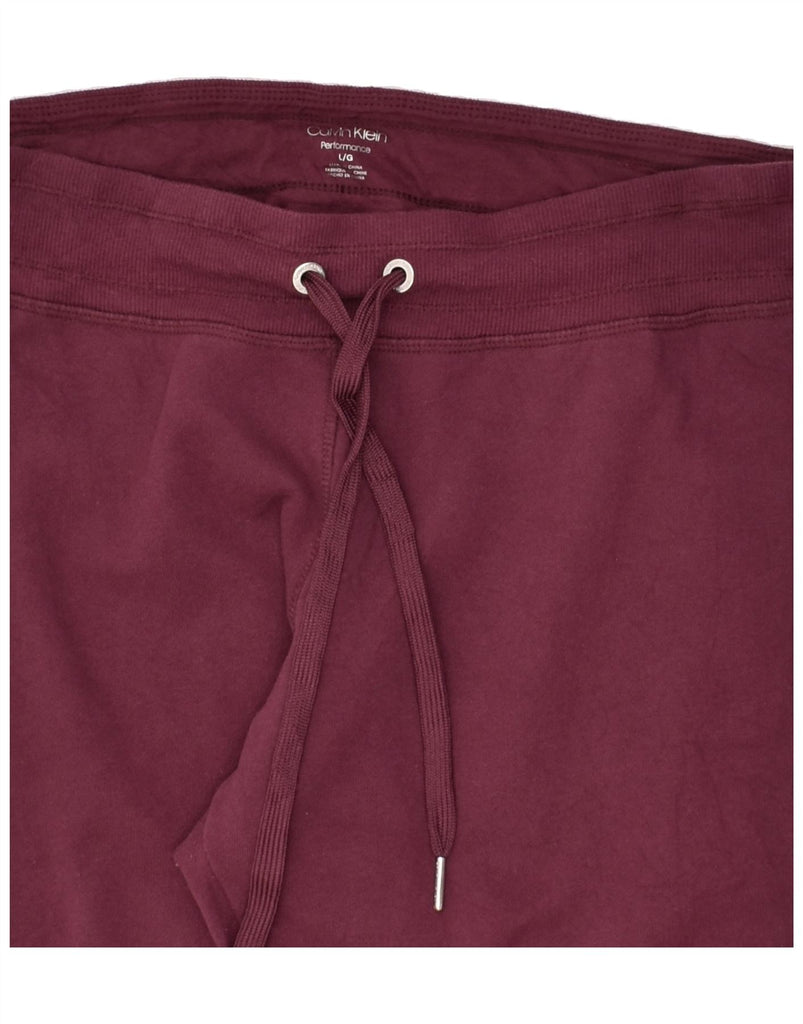 CALVIN KLEIN Womens Tracksuit Trousers Joggers UK 16 Large Burgundy Cotton | Vintage Calvin Klein | Thrift | Second-Hand Calvin Klein | Used Clothing | Messina Hembry 