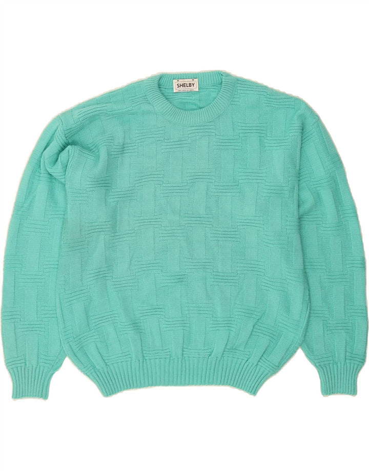 VINTAGE Mens Crew Neck Jumper Sweater Medium Blue Vintage Vintage and Second-Hand Vintage from Messina Hembry 