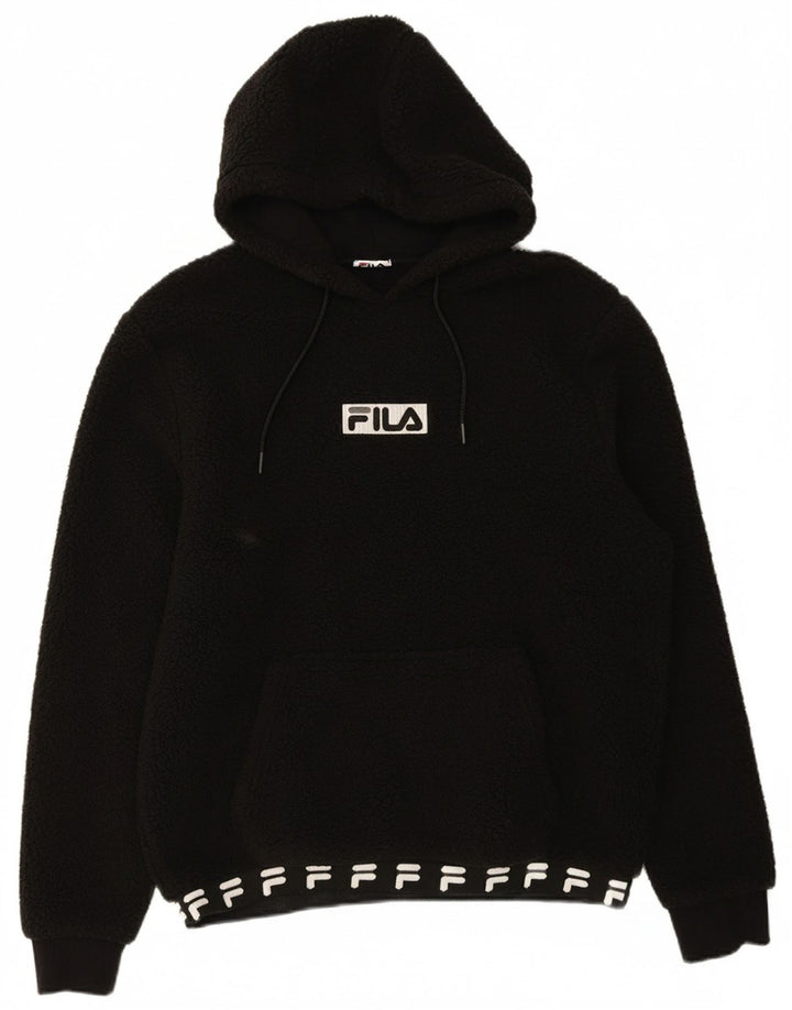 FILA Mens Graphic Hooded Fleece Jumper Medium Black Polyester