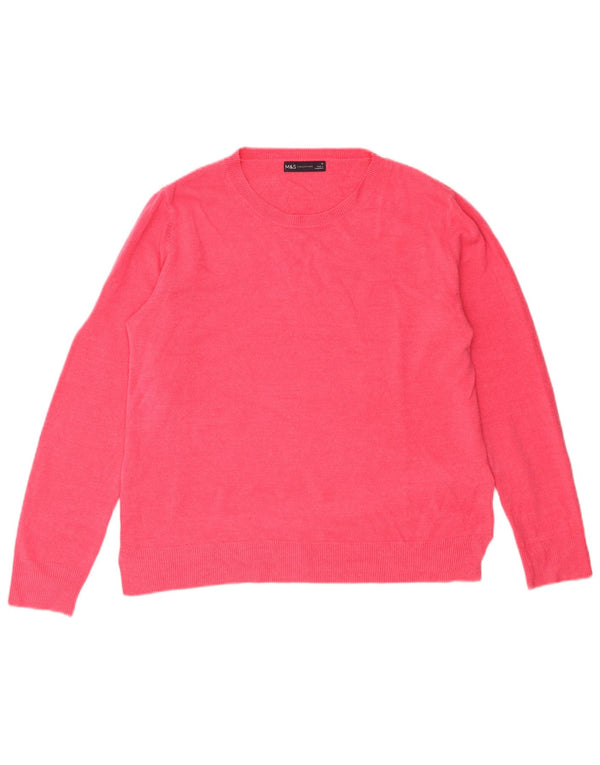 Marks & Spencer Womens Boat Neck Jumper Sweater UK 16 Large  Pink Acrylic