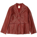 Conbipel Womens 3 Button Leather Blazer Jacket IT 46 Large Burgundy Leather