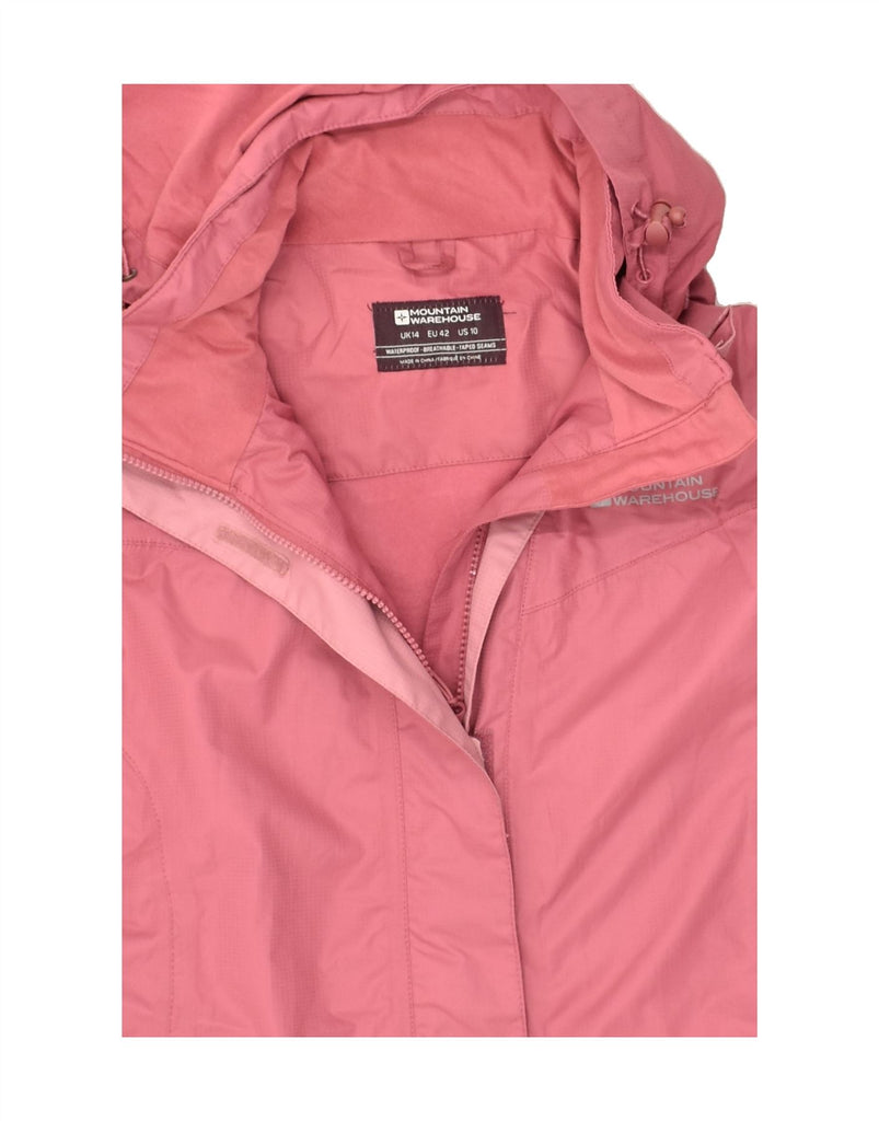 MOUNTAIN WAREHOUSE Womens Hooded Raincoat UK 14 Large  Pink Polyester | Vintage Mountain Warehouse | Thrift | Second-Hand Mountain Warehouse | Used Clothing | Messina Hembry 