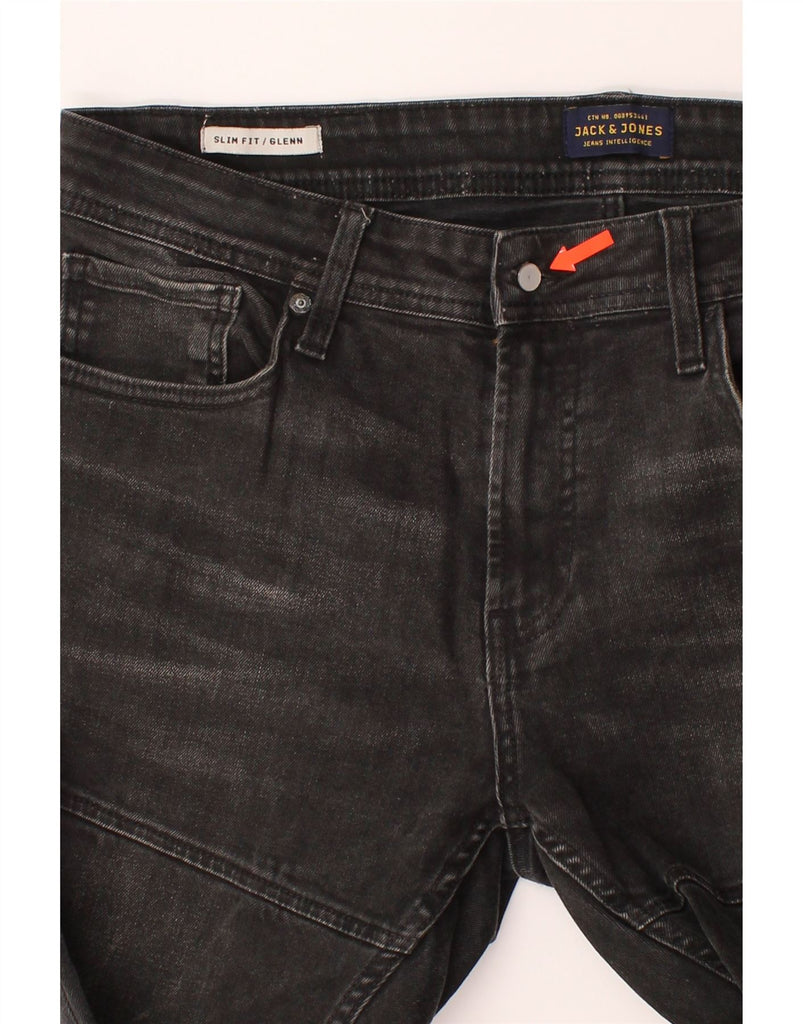 JACK & JONES Mens GLENN Slim Cropped Jeans W34 L24 Black Cotton Vintage Jack & Jones and Second-Hand Jack & Jones from Messina Hembry 