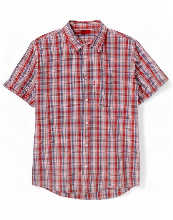 Levi's Mens Short Sleeve Shirt Large Red Check