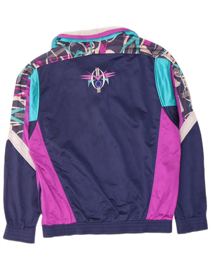 LOTTO Mens Graphic Tracksuit Top Jacket Medium Navy Blue Colourblock