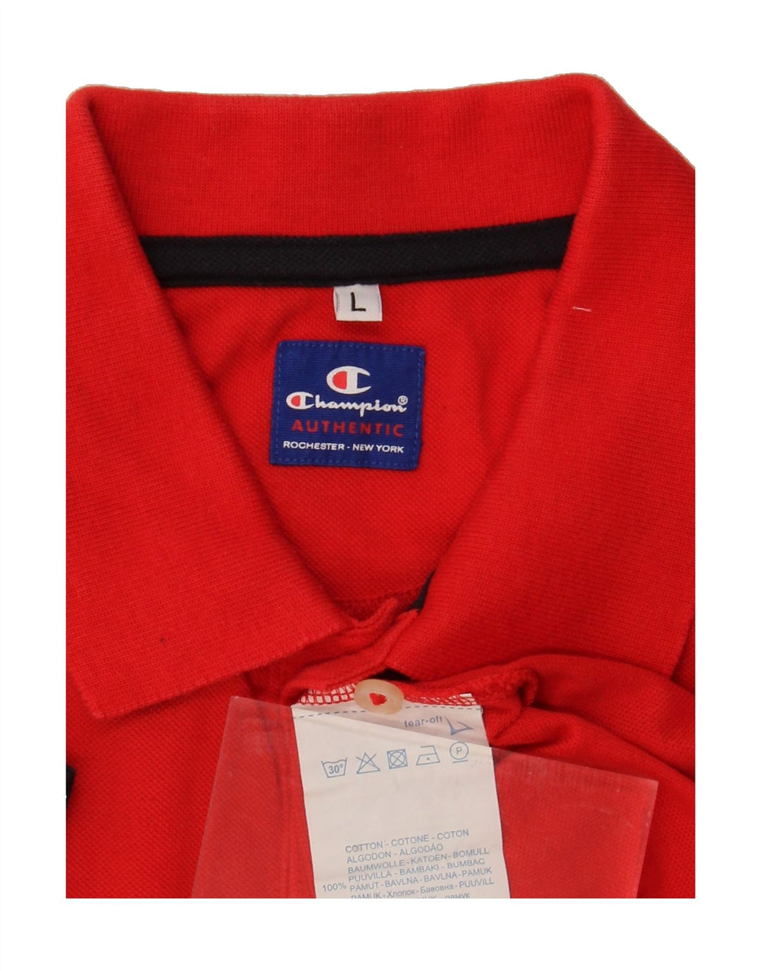CHAMPION Mens Polo Shirt Large Red Cotton Vintage Champion and Second-Hand Champion from Messina Hembry 