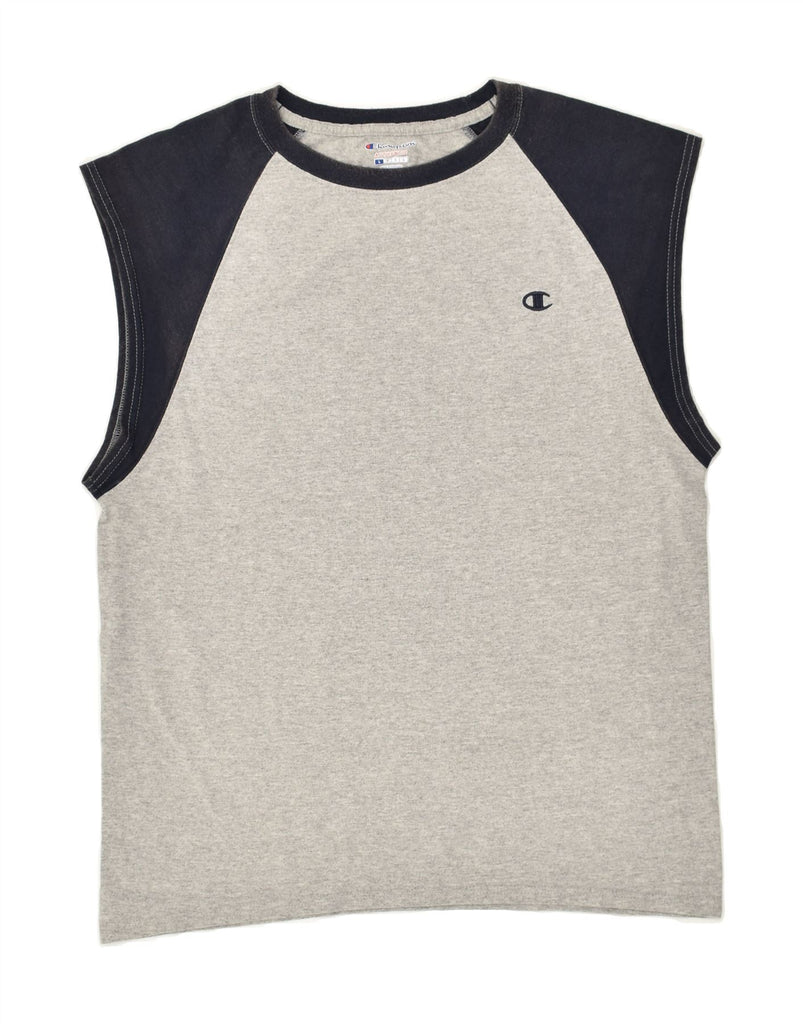 CHAMPION Mens Vest Top Large Grey Cotton | Vintage Champion | Thrift | Second-Hand Champion | Used Clothing | Messina Hembry 