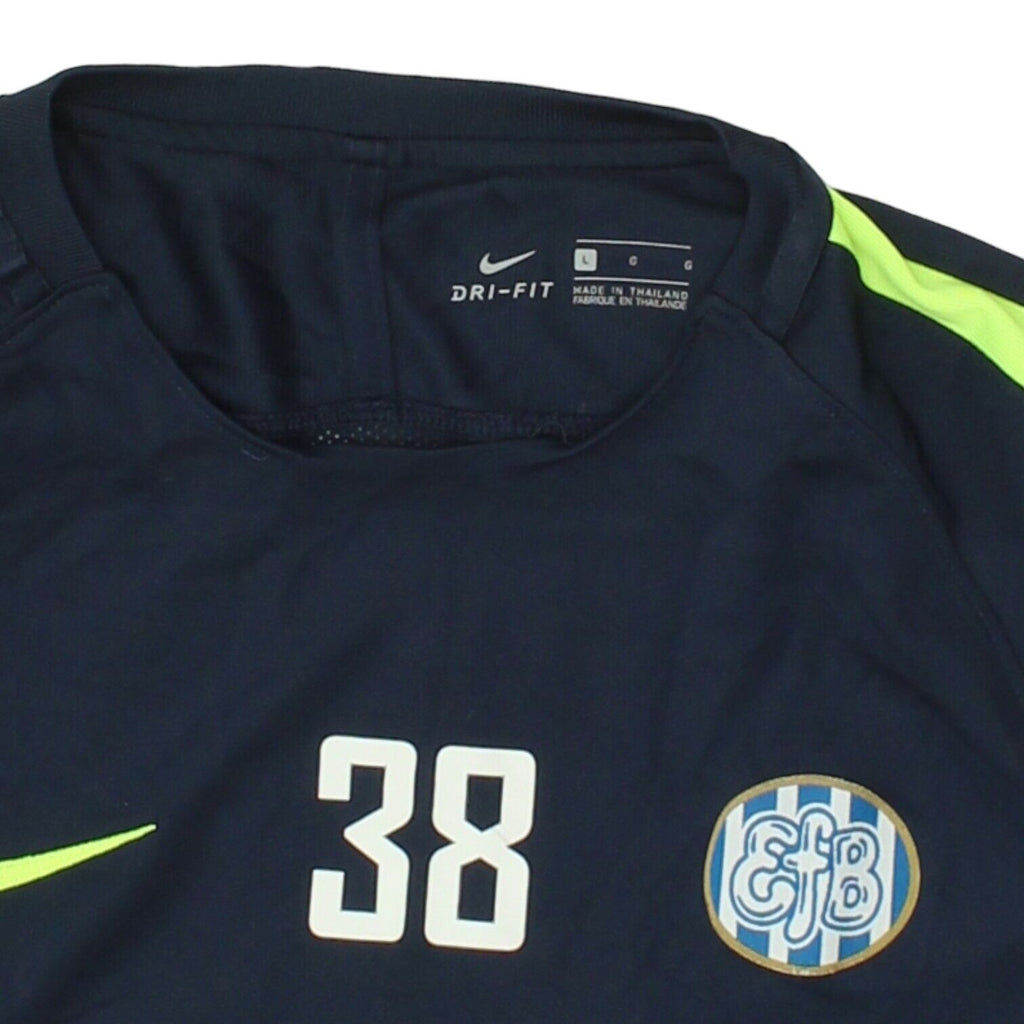 Esbjerg fB Mens Navy Nike Dri Fit Shirt | Sportswear Danish Football Jersey VTG | Vintage Messina Hembry | Thrift | Second-Hand Messina Hembry | Used Clothing | Messina Hembry 