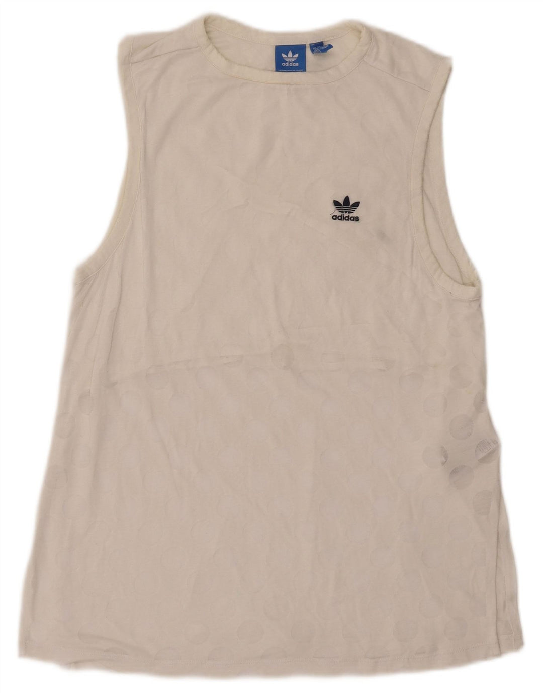 ADIDAS Womens Vest Top UK 10 Small White Geometric Polyester