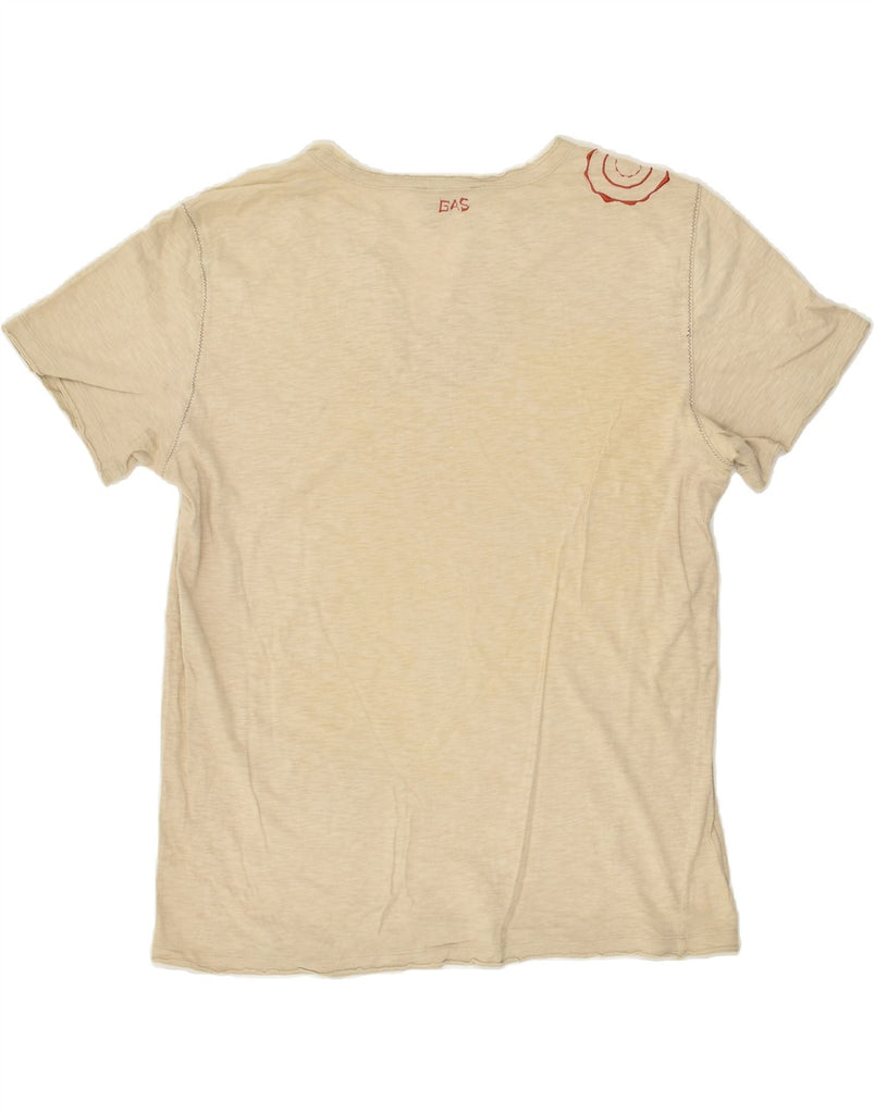 GAS Mens Graphic T-Shirt Top XL Beige Cotton | Vintage Gas | Thrift | Second-Hand Gas | Used Clothing | Messina Hembry 