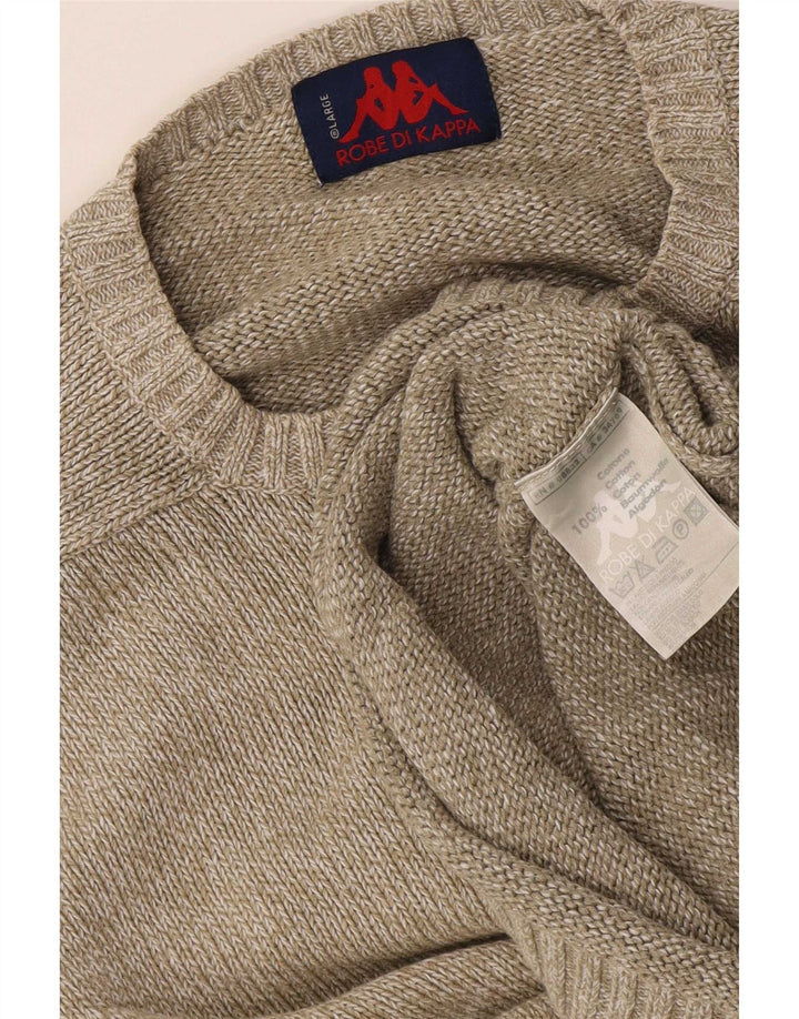 Kappa Mens Crew Neck Jumper Sweater Large Beige Cotton