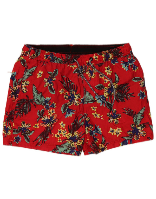 SUPERDRY Mens Swimming Shorts 2XL Red Floral Polyester