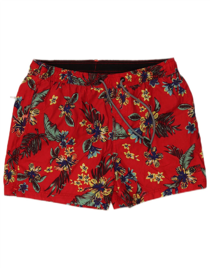 SUPERDRY Mens Swimming Shorts 2XL Red Floral Polyester