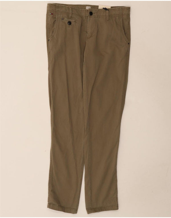 Tommy Hilfiger Womens Slim Casual Trousers W28 L32 Khaki Cotton