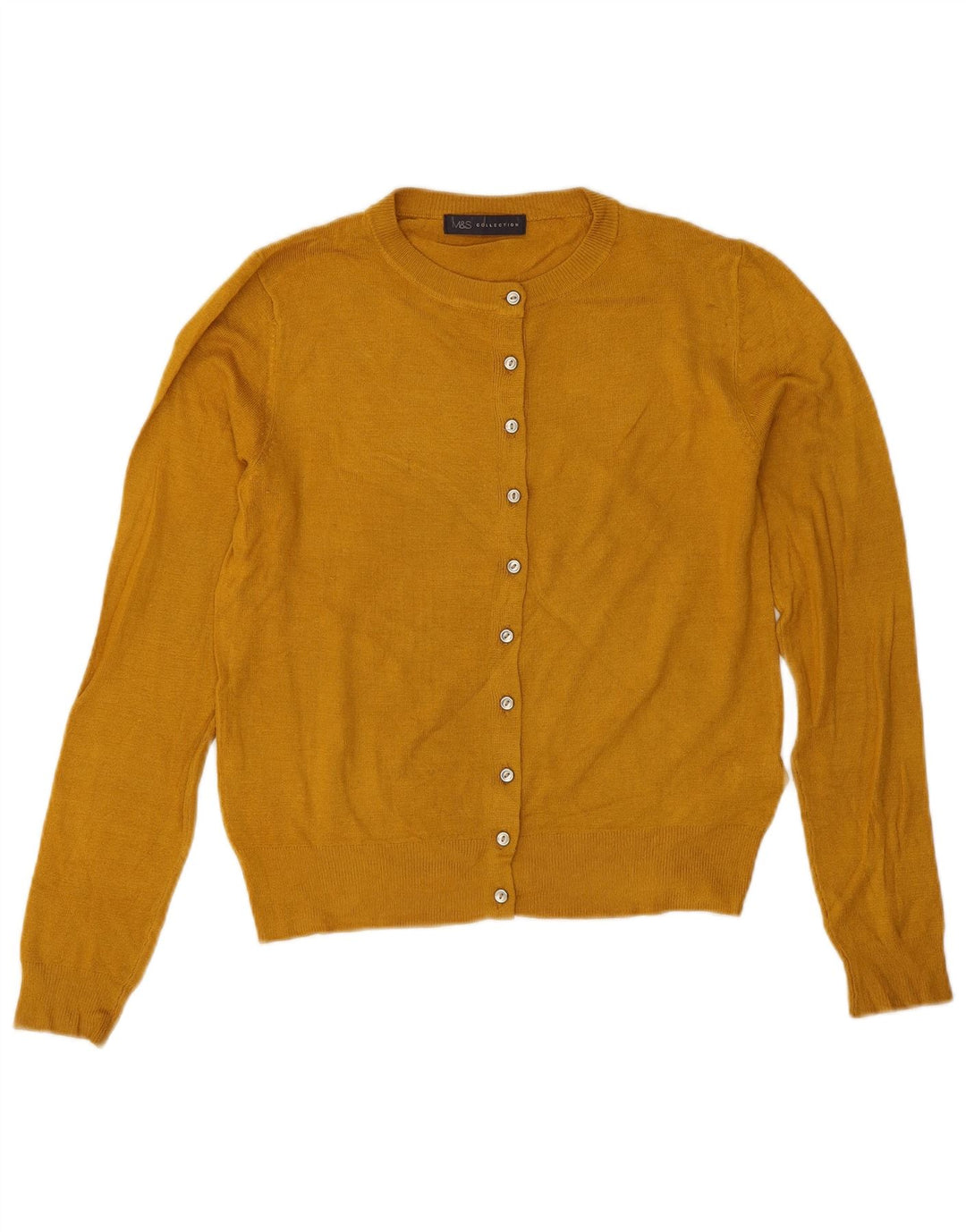 Marks & Spencer Womens Oversized Cardigan Sweater UK 8 Small Yellow