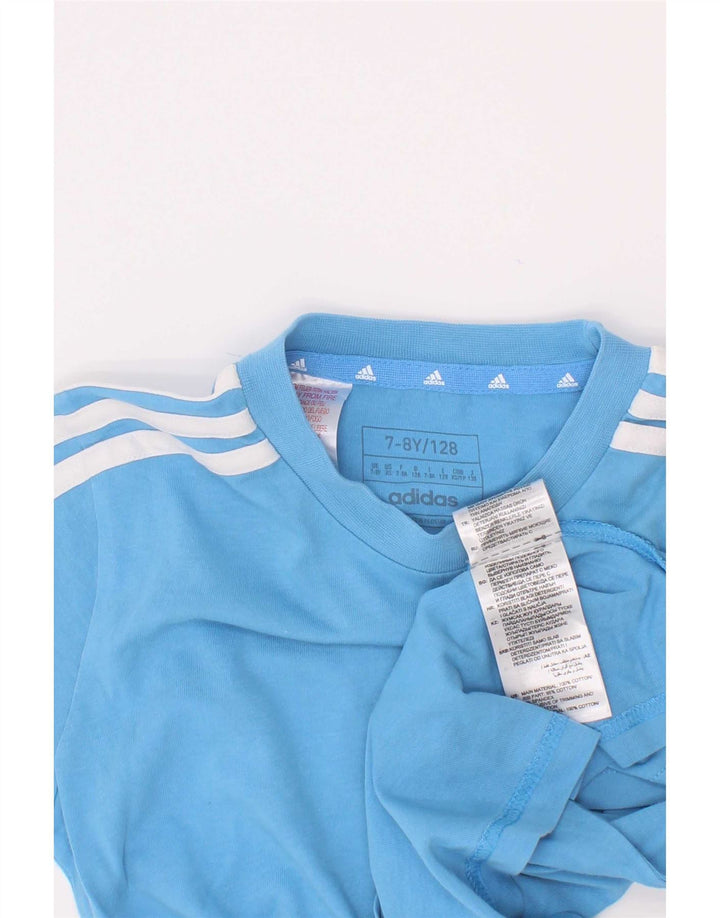 Adidas Boys T-Shirt Top 7-8 Years Blue Cotton