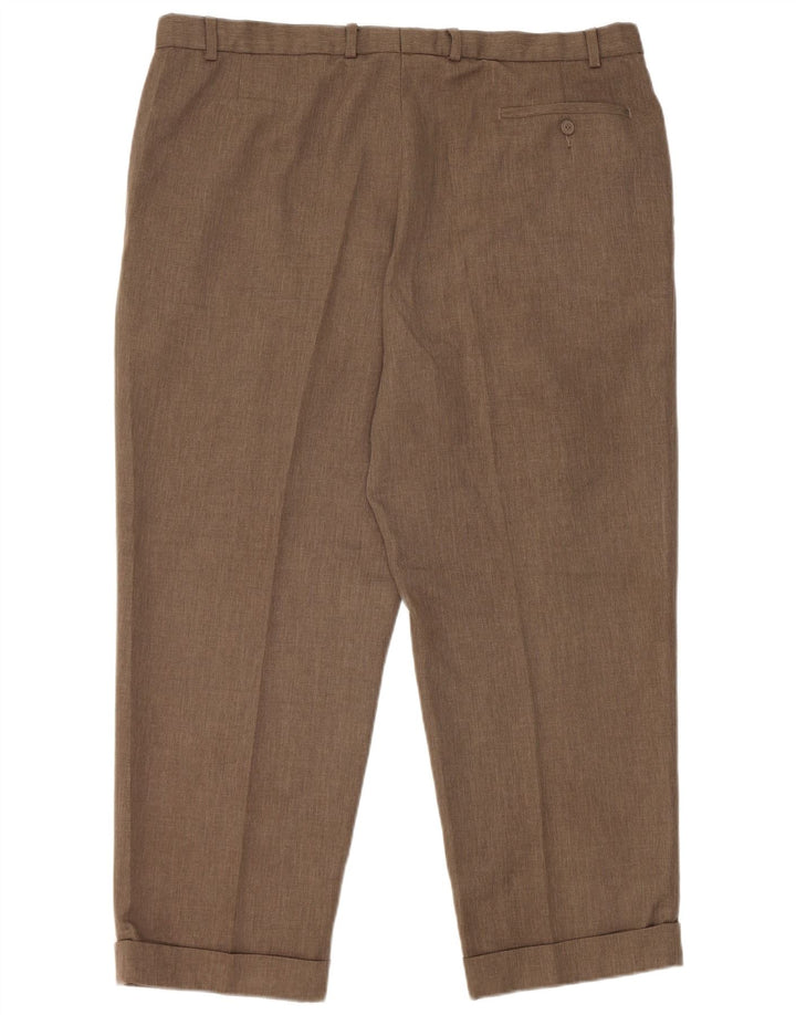 Marks & Spencer Mens Tapered Pegged Suit Trousers W40 L29 Brown Polyester