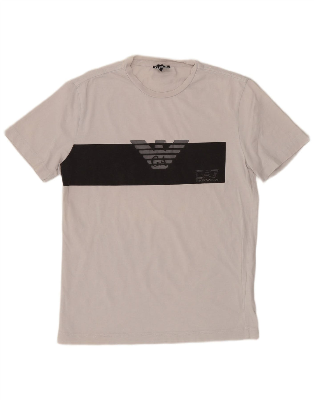 EMPORIO ARMANI Mens Graphic T-Shirt Top Small White Colourblock Cotton