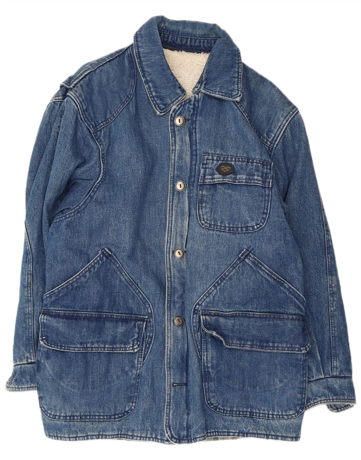 POP 84 Mens Sherpa Denim Coat UK 36 Small Blue Polyester