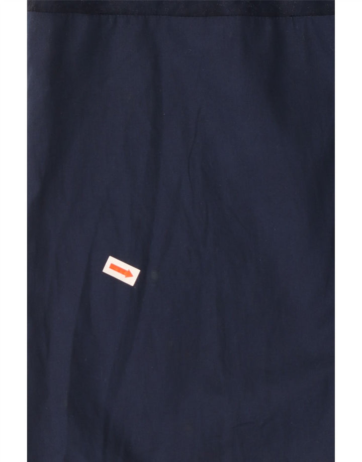 VINTAGE Womens Shirt UK 14 Medium Navy Blue Colourblock Polyester