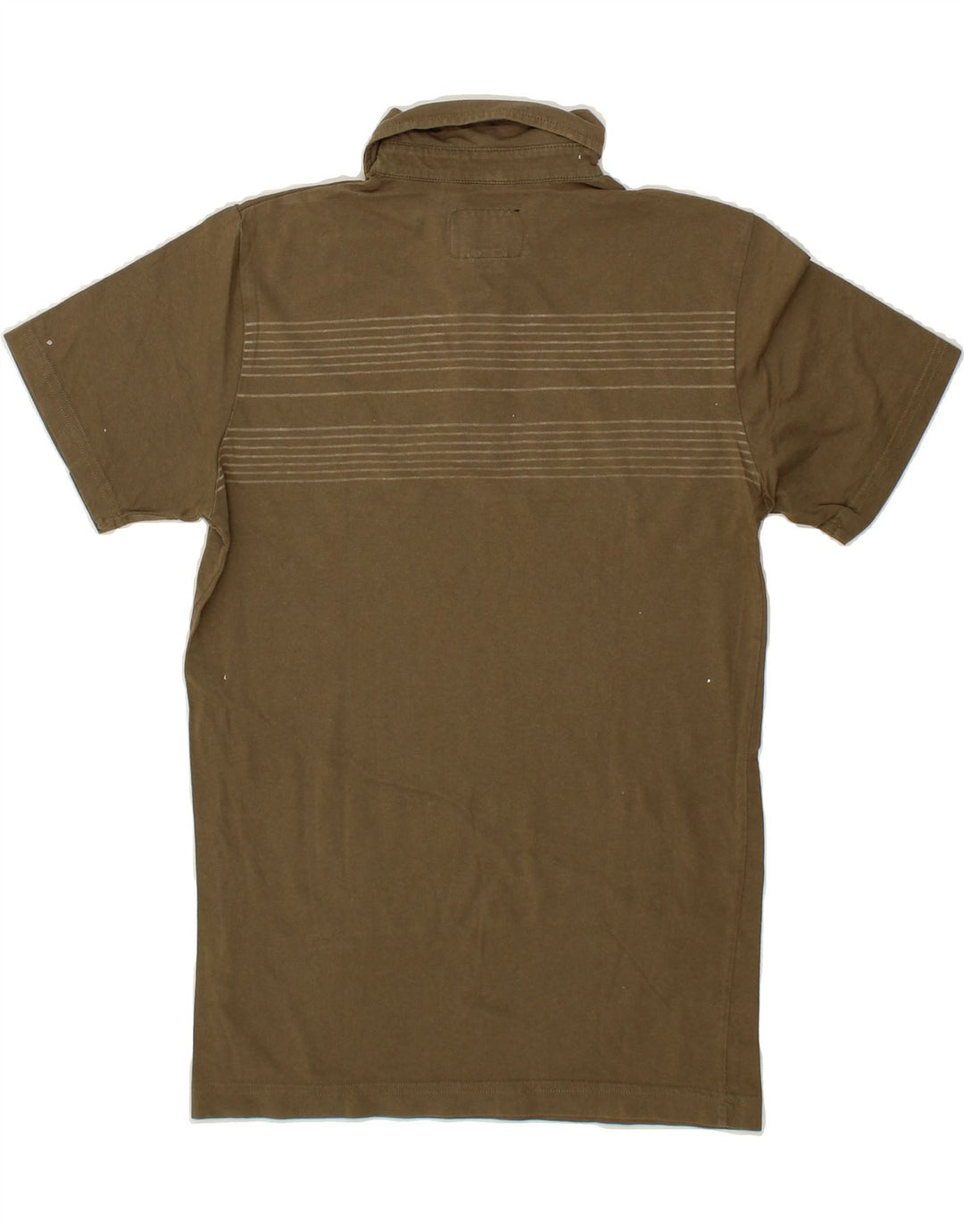 WOOLRICH Mens Polo Shirt Small Khaki Striped Cotton Vintage Woolrich and Second-Hand Woolrich from Messina Hembry 