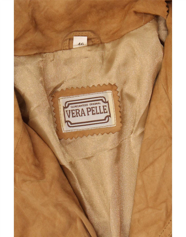 Vintage Womens Suede Jacket IT 46 Large Brown Leather
