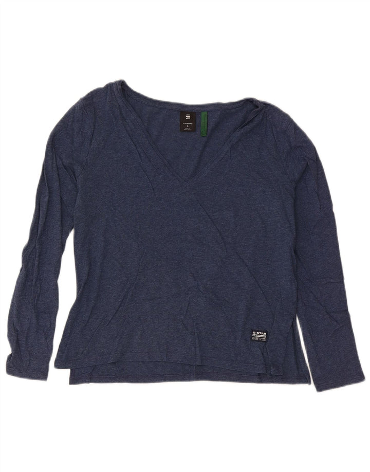 G-Star Womens Top Long Sleeve UK 10 Small Navy Blue