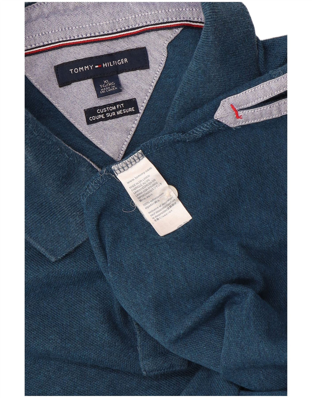 TOMMY HILFIGER Mens Custom Fit Polo Shirt XL Blue Cotton