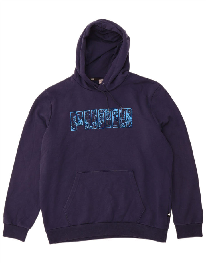 PUMA Mens Graphic Hoodie Jumper Large Navy Blue