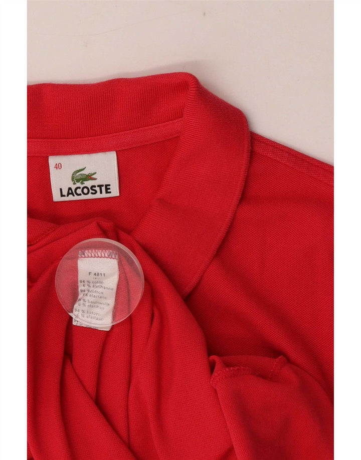 Lacoste Womens Short Sleeve Polo Shirt Size 40 Medium Red Cotton