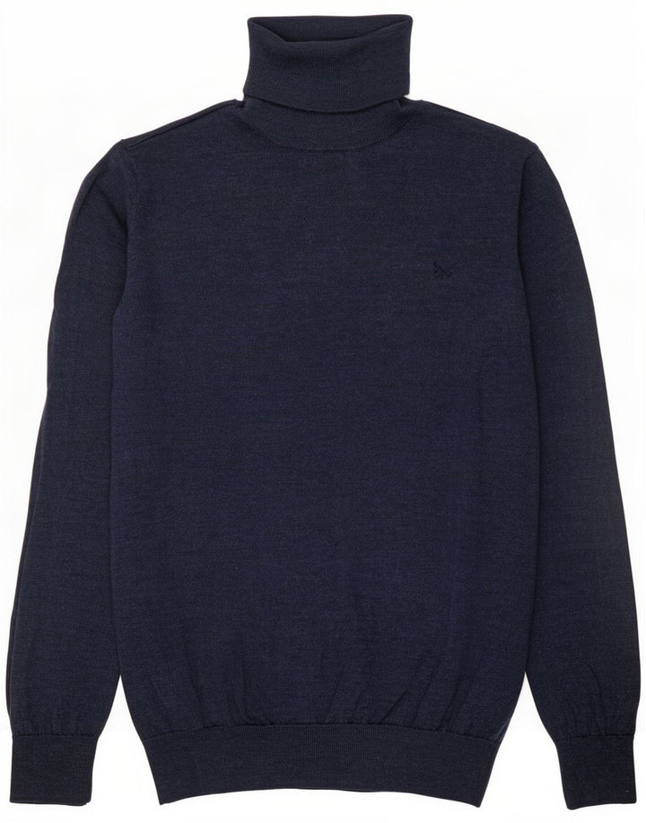 Crew Clothing Mens Roll Neck Jumper Sweater Medium Navy Blue Merino Wool