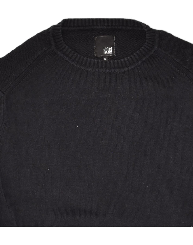 JACK & JONES Mens Graphic Crew Neck Jumper Sweater Medium Black Cotton | Vintage Jack & Jones | Thrift | Second-Hand Jack & Jones | Used Clothing | Messina Hembry 