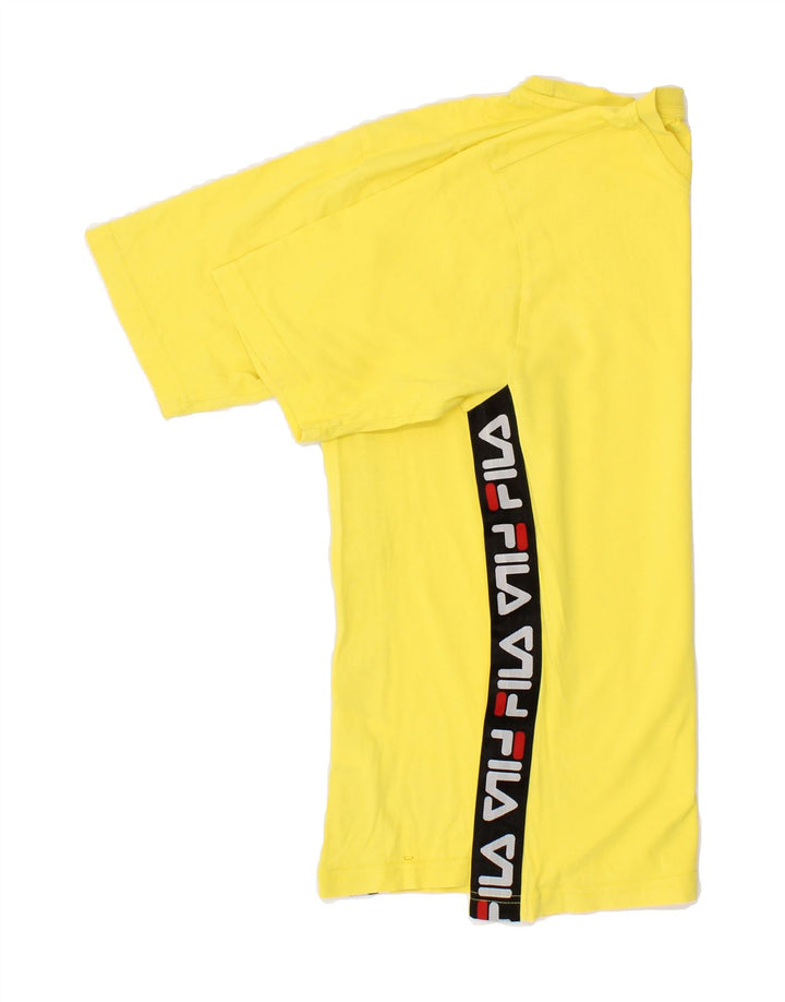 FILA Mens Graphic T-Shirt Top Small Yellow Cotton Vintage Fila and Second-Hand Fila from Messina Hembry 