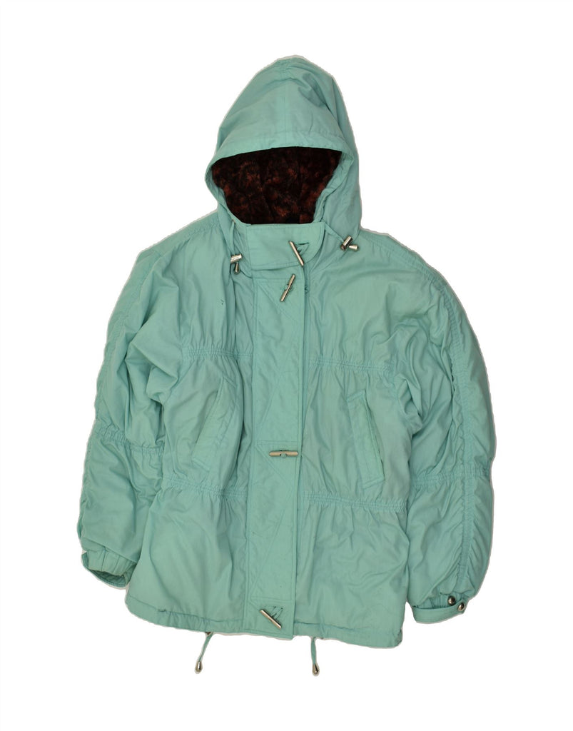 VINTAGE Womens Loose Fit Hooded Padded Jacket UK 16 Large Turquoise | Vintage Vintage | Thrift | Second-Hand Vintage | Used Clothing | Messina Hembry 