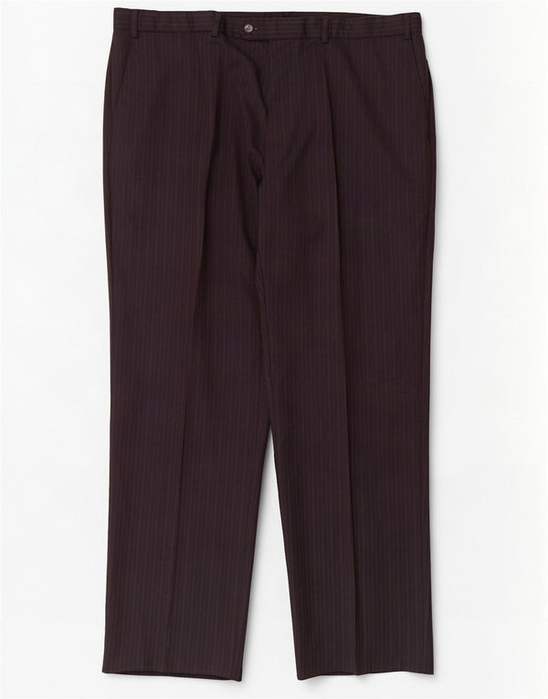 Marks & Spencer Mens Straight Suit Trousers W42 L33 Navy Blue Pinstripe