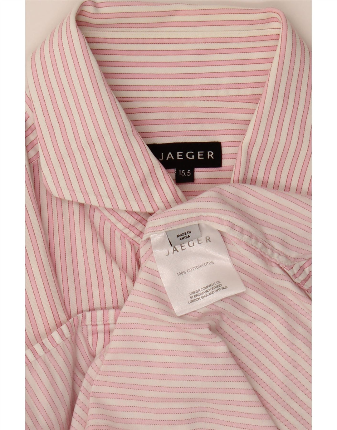JAEGER Mens Formal Shirt Size 15 1/2 Medium Pink Pinstripe Cotton