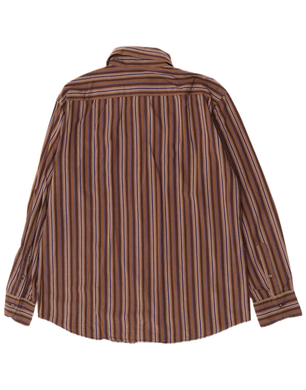 Wampum Mens Shirt XL Brown Striped Cotton