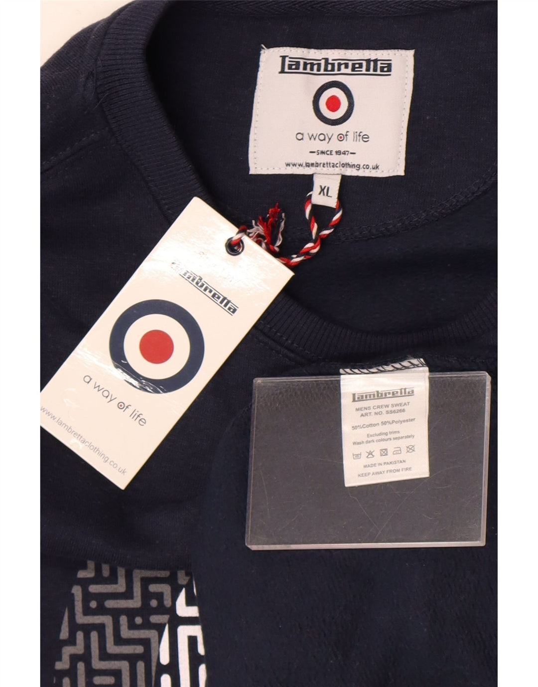 Lambretta Mens Graphic Sweatshirt Jumper XL Navy Blue Cotton