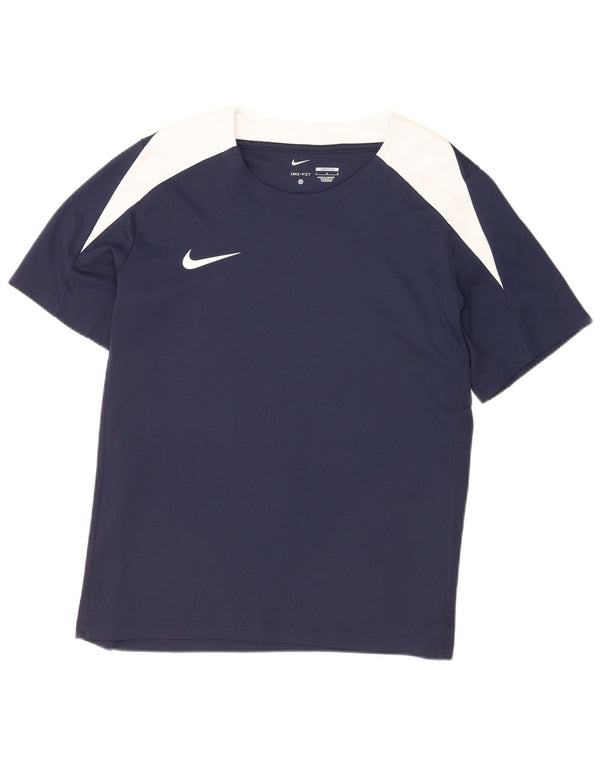 Nike Mens Dri Fit Slim T-Shirt Top Large Navy Blue Colourblock Polyester