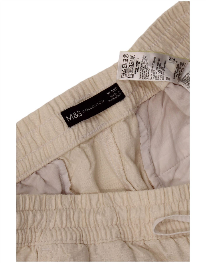 Marks & Spencer Womens Tracksuit Trousers UK 16 Large White Linen