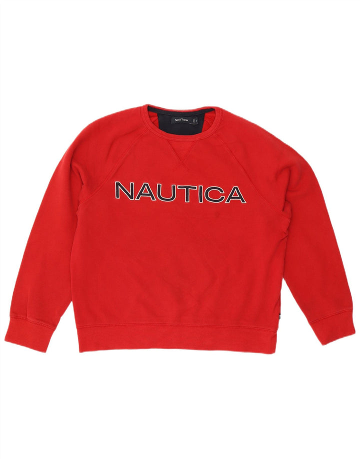 Nautica Mens Graphic Sweatshirt Jumper Medium Red Cotton