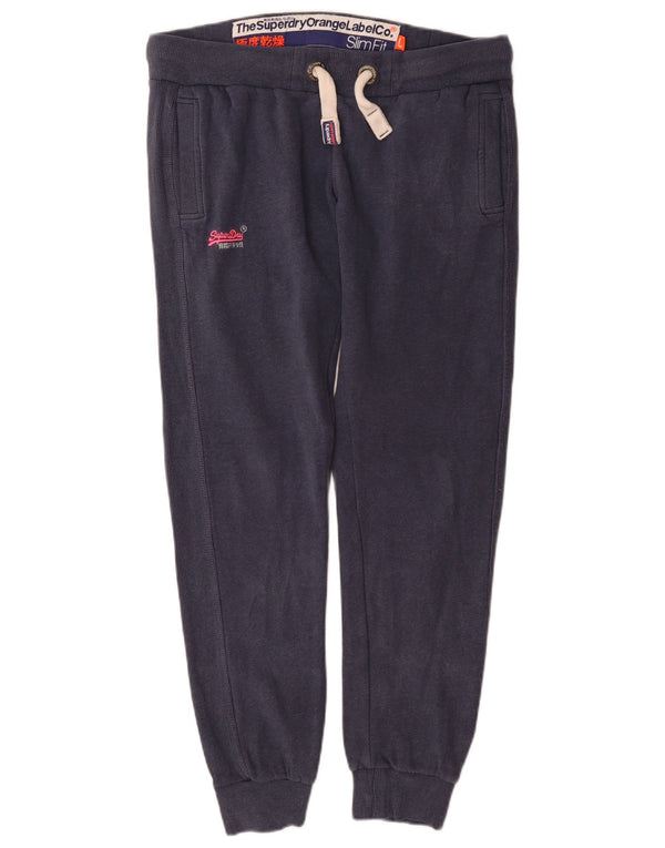 Superdry Womens Slim Fit Tracksuit Trousers Joggers UK 16 Large Navy Blue