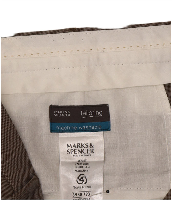 Marks & Spencer Mens Tailored Pegged Suit Trousers W38 L29 Grey Polyacrylic