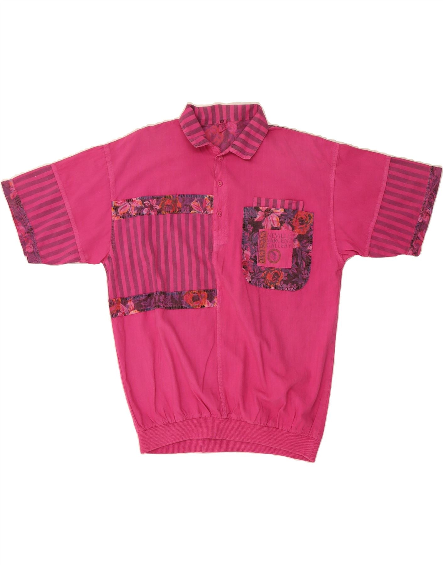 C&A Boys Short Sleeve Pullover Shirt 15-16 Years Pink Floral