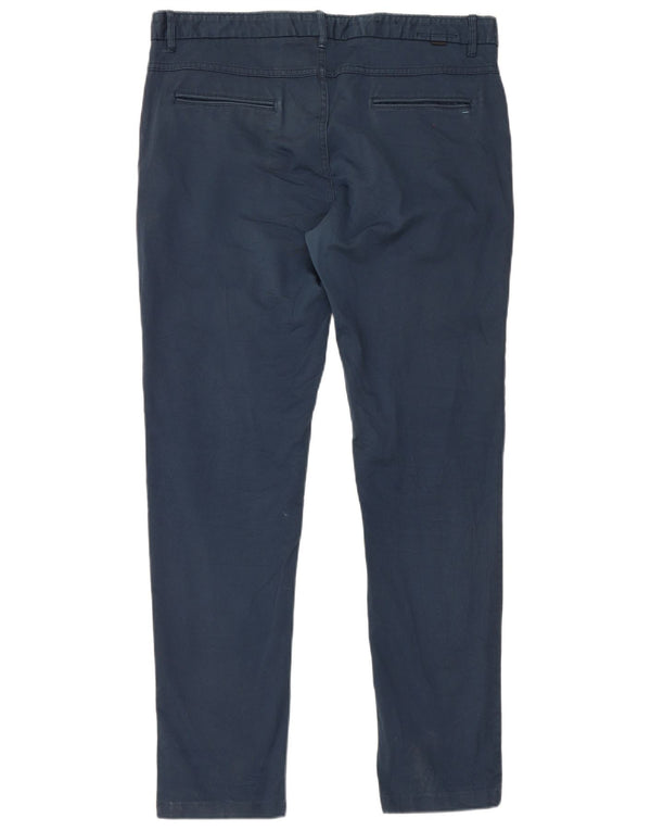 Zara Mens Slim Chino Trousers EU 48 XL W38 L32 Blue Cotton