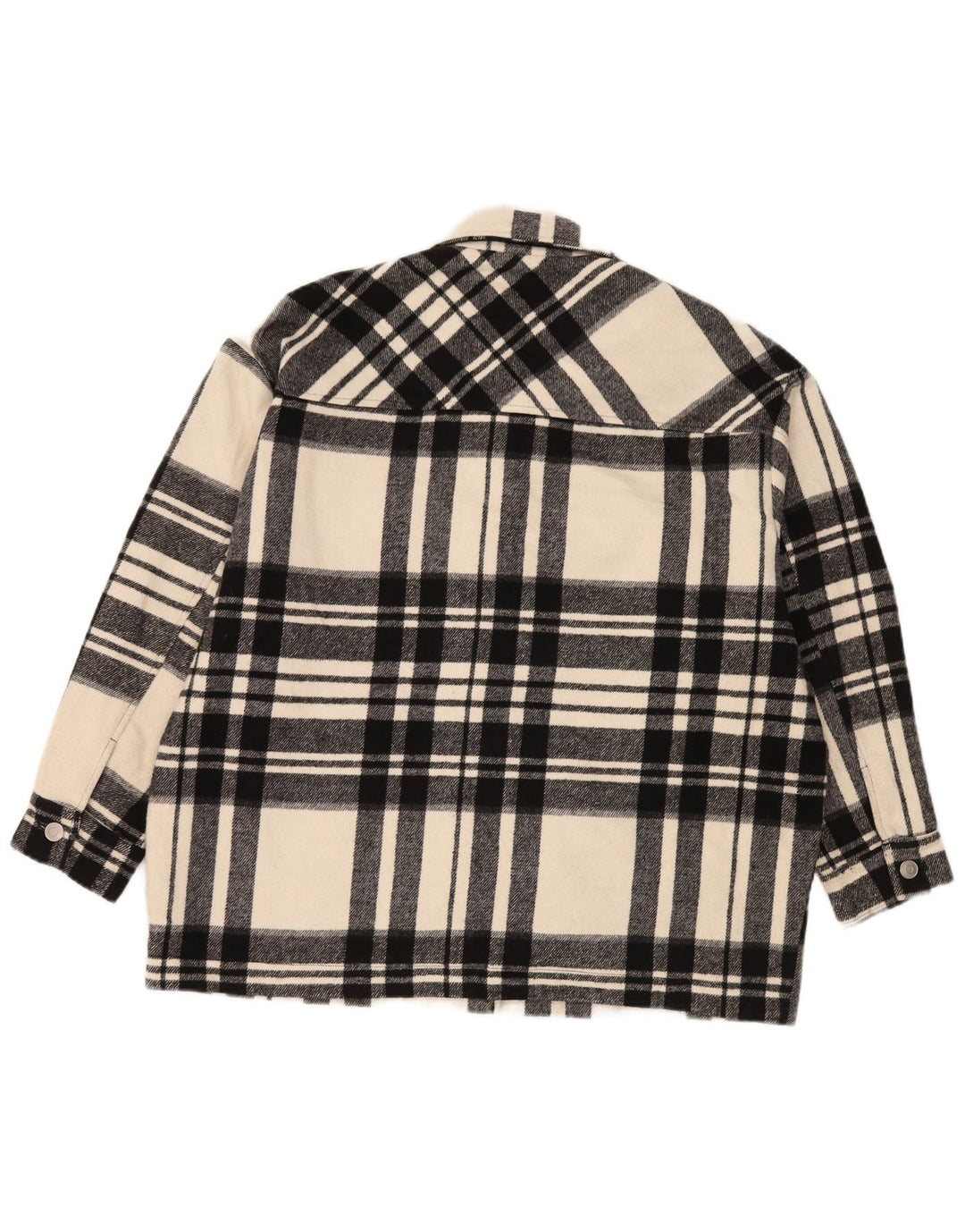 Zara Womens Oversized Utility Jacket UK 14 Medium Black Check Polyester