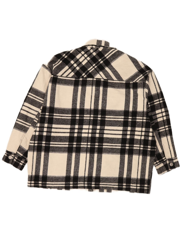 Zara Womens Oversized Utility Jacket UK 14 Medium Black Check Polyester